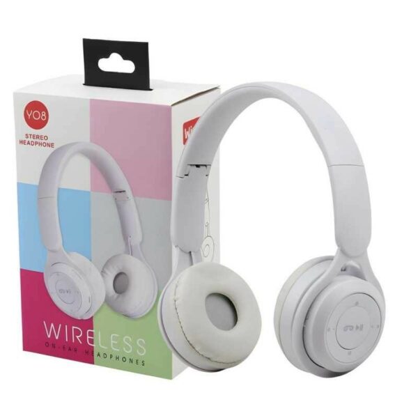 Casque Bluetooth pliable Y08 en blanc